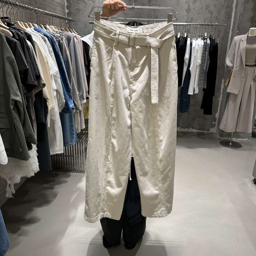 JUNI韓國直郵女裝新品休閑職業26春夏熱賣時尚休閑褲含腰帶my juni休閑褲