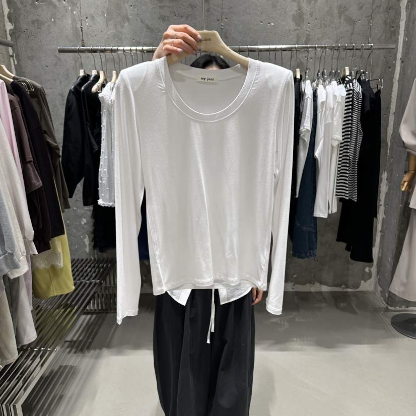 JUNI韓國直郵實拍女士新款休閑熱賣時尚推薦職業人氣長袖T恤my juni長袖T恤