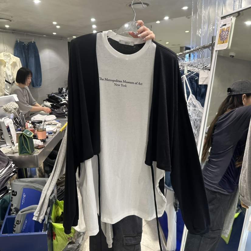 HERTZ-P韓國直郵女士新款休閑推薦時尚長袖T恤假兩件開襟衫HERTZ-P長袖T恤