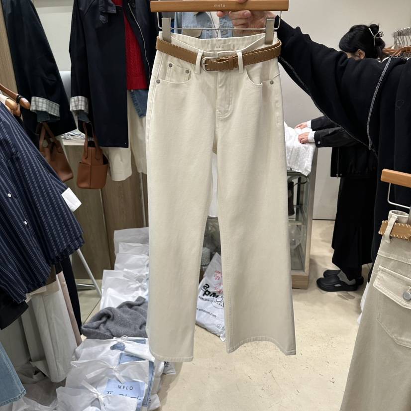 MELO韓國直郵實拍女士新品推薦人氣休閑時尚牛仔褲含腰帶MELO牛仔褲