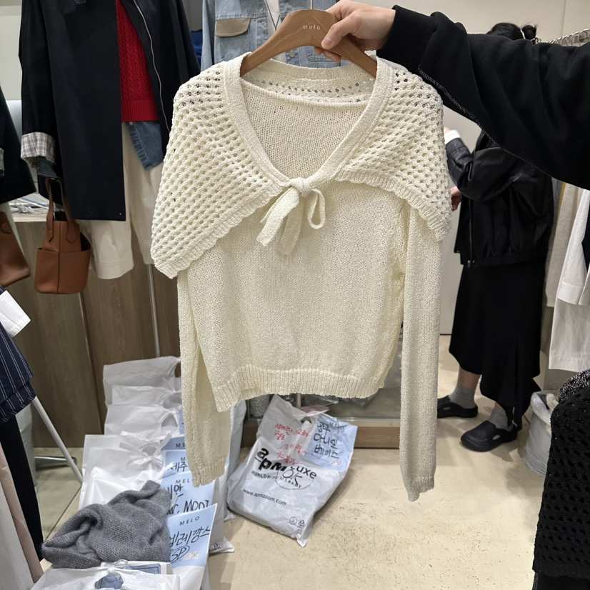 MELO韓國代購女裝新品26春夏熱賣時尚推薦針織衫披肩圍巾MELO針織衫