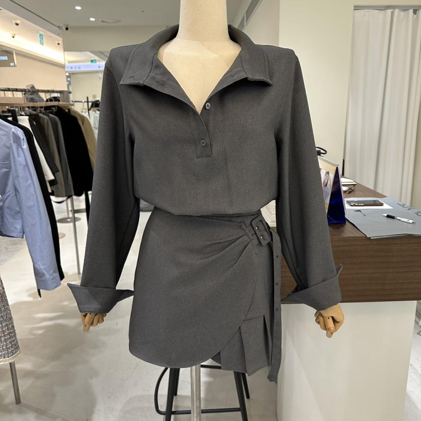 BES韓國東大門直郵女士新款熱賣時尚26春夏職業連衣裙系帶BES SEOUL連衣裙