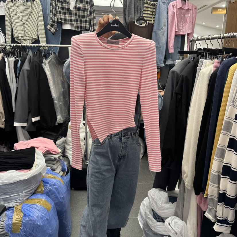 A-DEL韓國直郵實拍女裝新款人氣26春夏休閑職業熱賣長袖T恤A-DEL長袖T恤