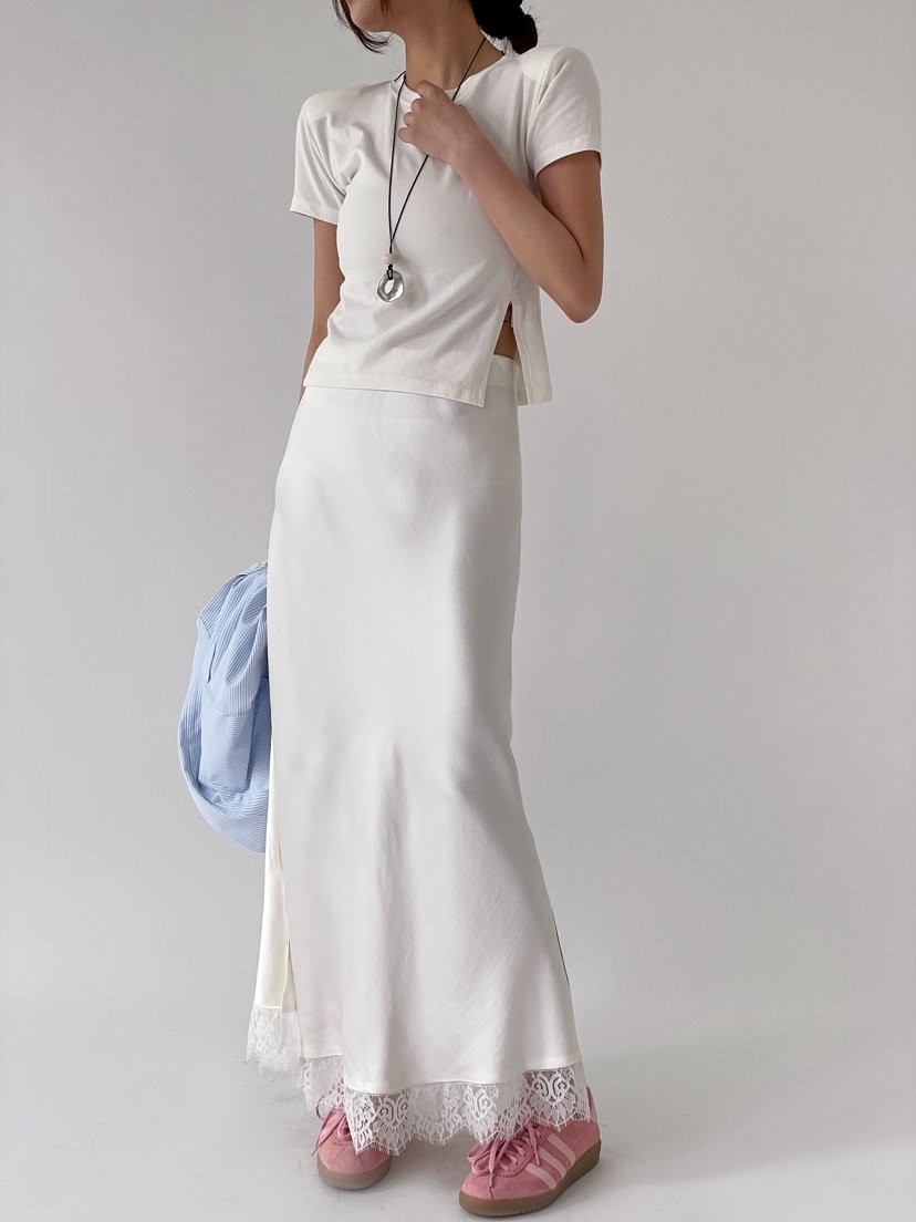 BOUND.A韓國代購女裝新款熱賣職業休閑時尚人氣長裙緞面BOUND.A長裙