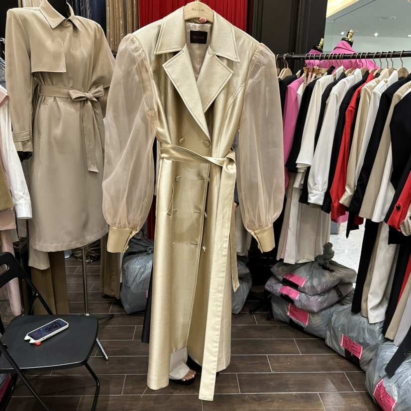 HERISH韓國直郵實拍女士新品時尚人氣休閑長款風衣含腰帶Herish長款風衣