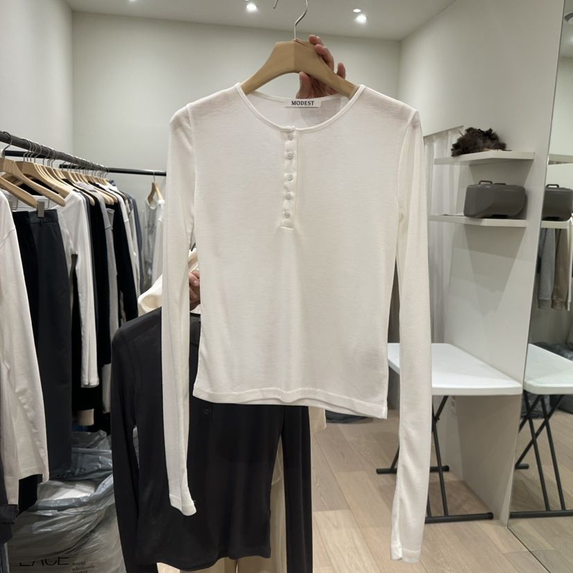 NOTTINGHAM/AVECNOUS韓國代購女裝新品26春夏熱賣長袖T恤MODEST/NOTTINGHAM長袖T恤