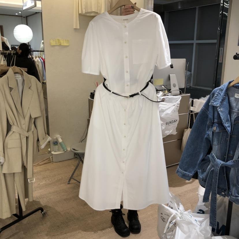W AND J韓國代購女裝新款26春夏時尚職業連衣裙不含腰帶W AND J連衣裙