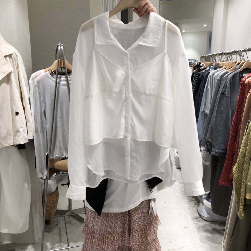 SSEMIENNE東大門實拍女士新款26春夏推薦職業襯衫蕾絲衫透明SSENIQUE襯衫/蕾絲衫