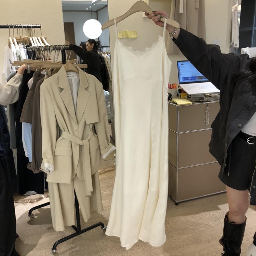 W AND J韓國直郵女士新品26春夏休閑真品職業連衣裙緞面W AND J連衣裙