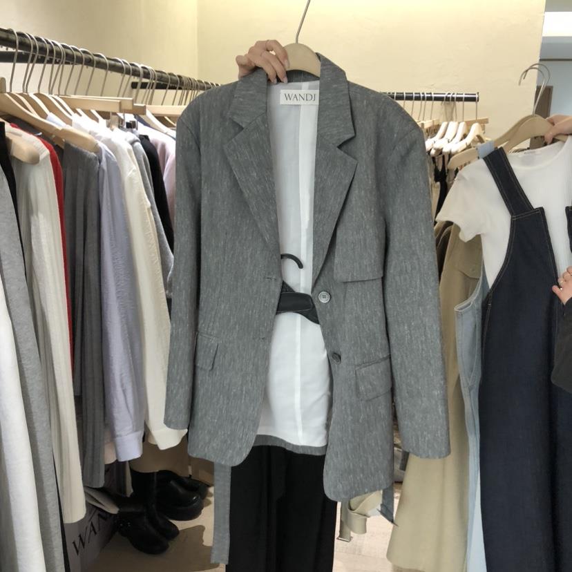 W AND J韓國代購女士新品時尚休閑推薦真品26春夏夾克含腰帶W AND J夾克