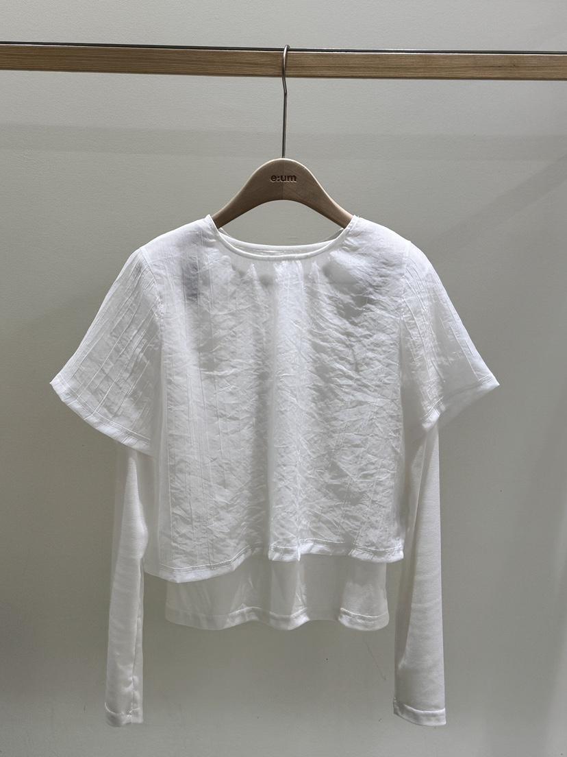 EUM韓國代購女士新品26春夏休閑職業人氣襯衫蕾絲衫假兩件EUM襯衫/蕾絲衫