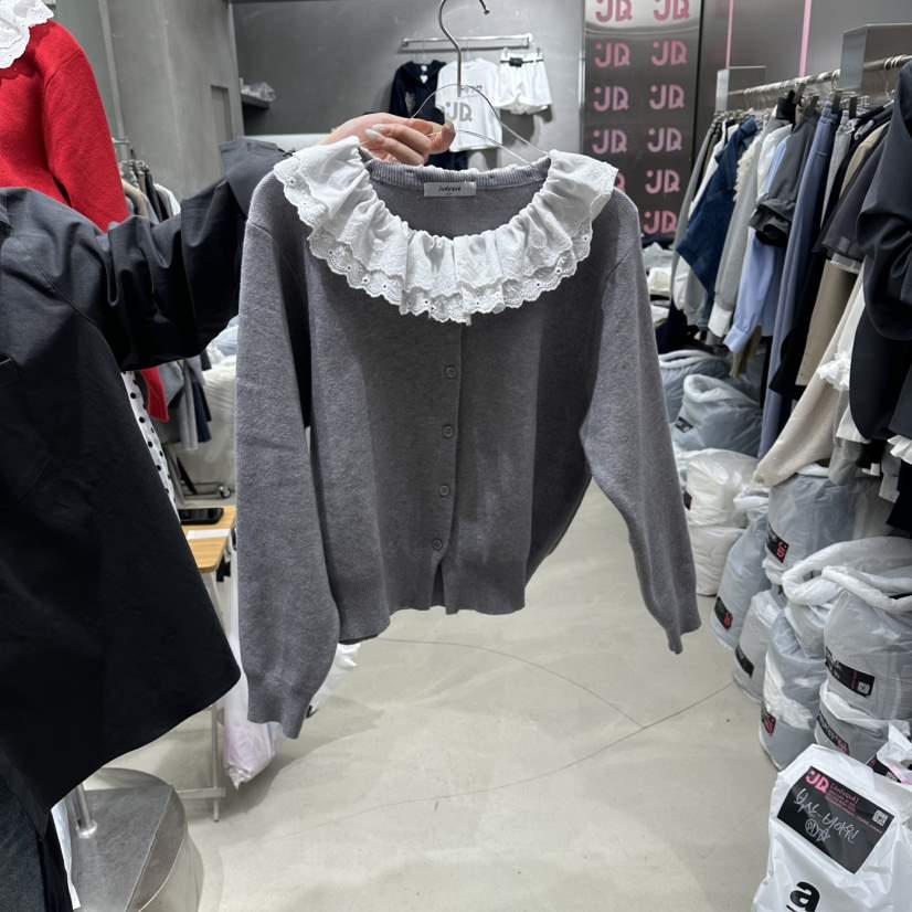 JUDYQUE韓國直郵女裝新款時尚26春夏熱賣真品針織衫蕾絲開衫JUDYQUE針織衫