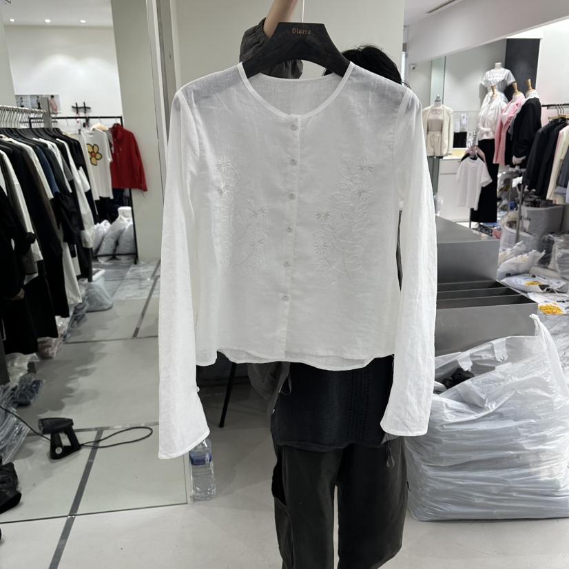 DIARRA韓國代購女裝新品人氣熱賣推薦襯衫蕾絲衫刺繡亞麻DIARRA襯衫/蕾絲衫