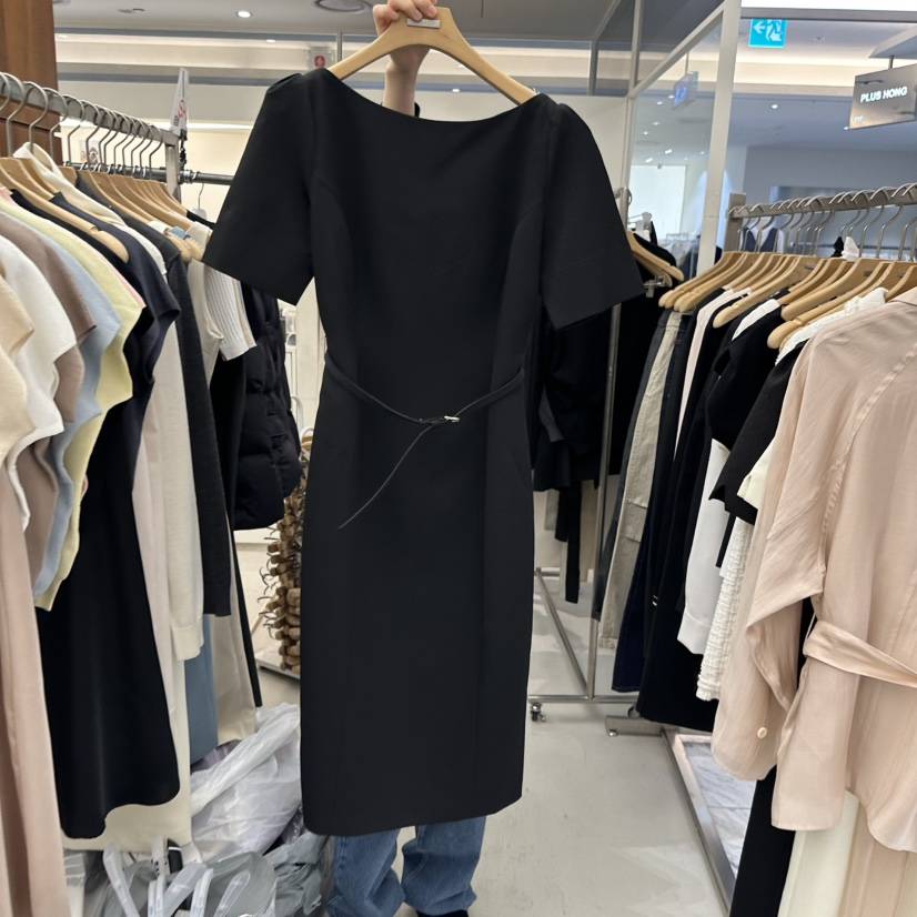 MER韓國代購女士新款推薦熱賣時尚職業人氣休閑連衣裙含腰帶MER/ANGELO BIANCO連衣裙