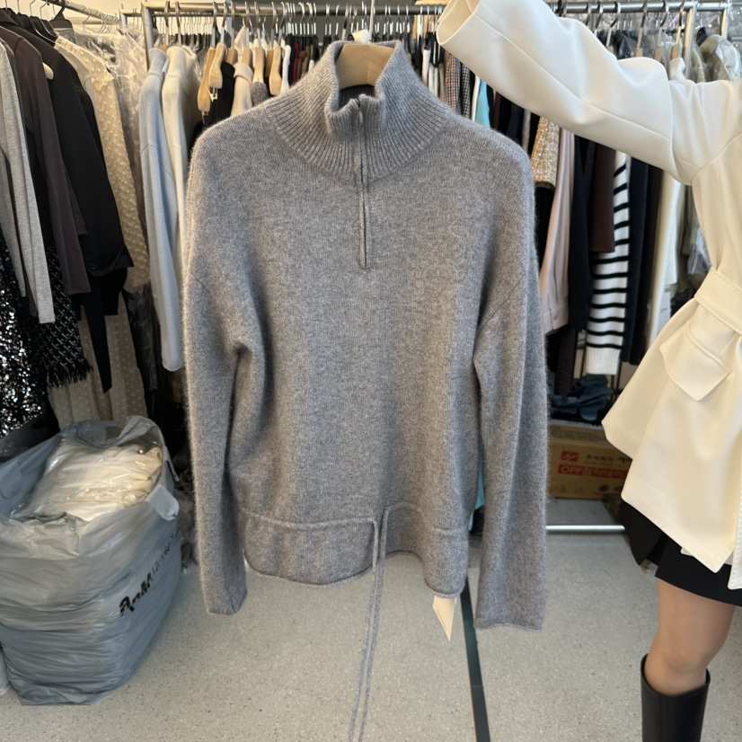 JUJU韓國直郵實拍女士新品職業休閑人氣26春夏毛衣拉鏈圍巾JUJU毛衣