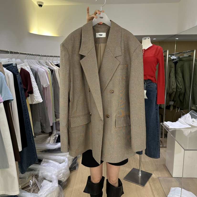 TED韓國代購女士新品時尚熱賣休閑推薦人氣26春夏夾克格紋TED夾克