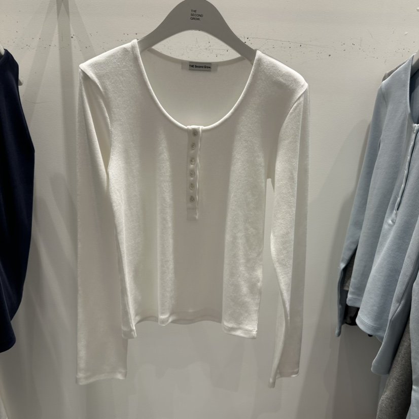 THE SECOND GROW/QUEENSRABBIT韓國東大門直郵女裝新品26春夏長袖T恤羅紋THE SECOND GROW/QUEENSRABBIT長袖T恤