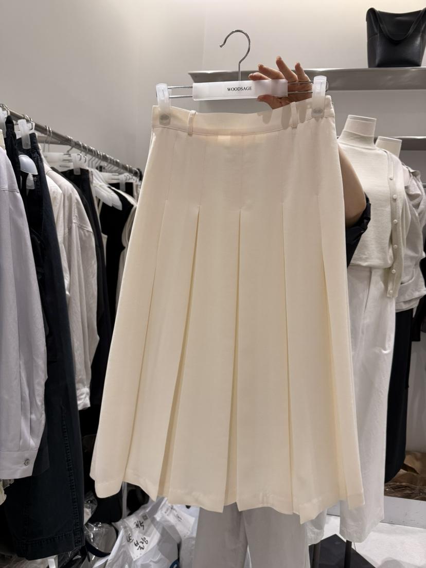 WOOD SAGE韓國直郵女裝新品26春夏半身裙中短裙百褶透視褶裙WOOD SAGE半身裙/中短裙