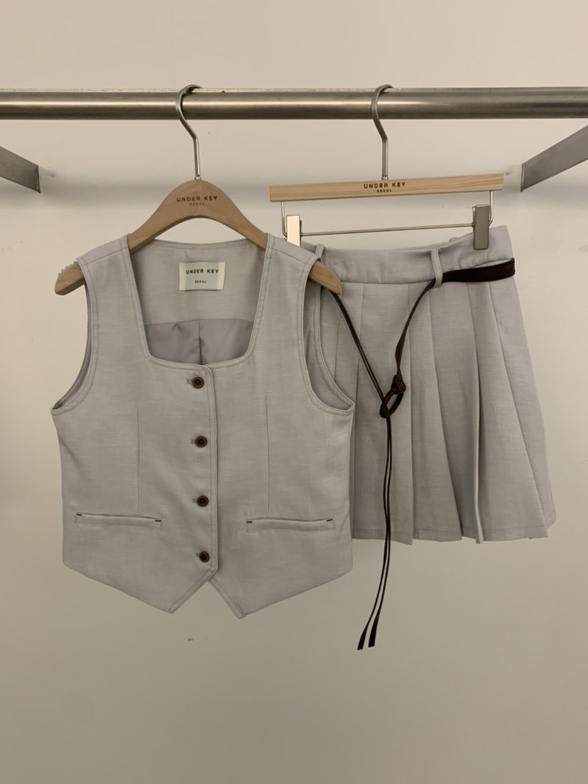 UNDER KEY韓國直郵女裝新品職業推薦套裝不含腰帶百褶褶裙UNDER KEY套裝