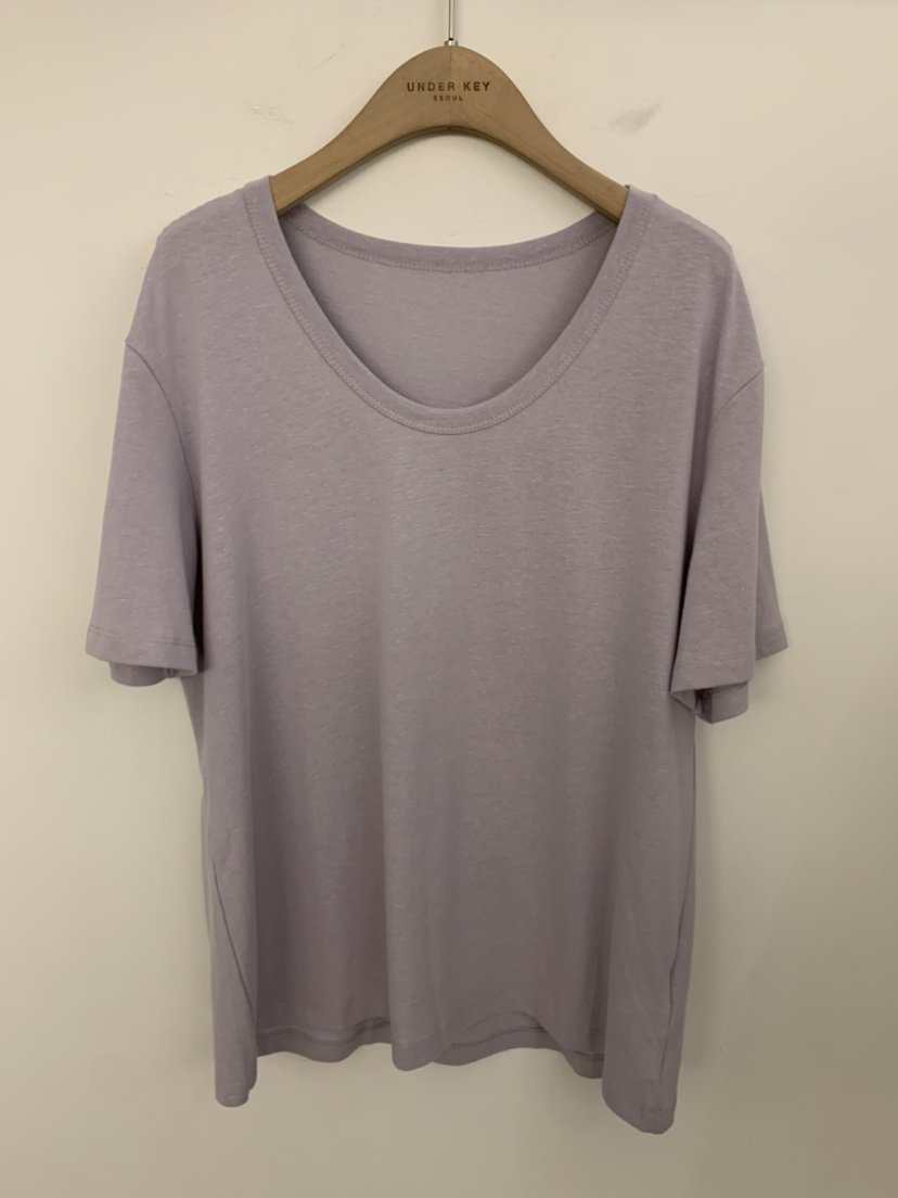 UNDER KEY韓國直郵實拍女士新款職業休閑時尚T恤亞麻圓領UNDER KEYT恤