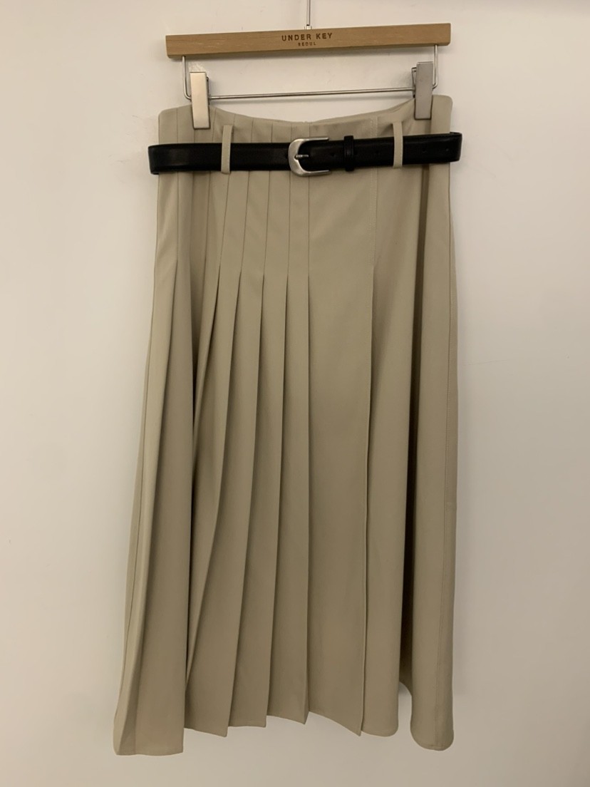 UNDER KEY韓國直郵實拍女士新品時尚職業長裙含腰帶褶裥UNDER KEY長裙