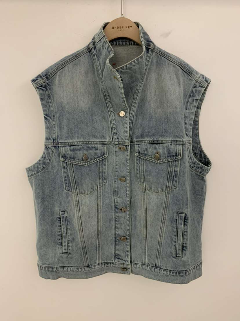 UNDER KEY韓國東大門直郵女士新款熱賣26春夏馬甲寬松牛仔UNDER KEY馬甲