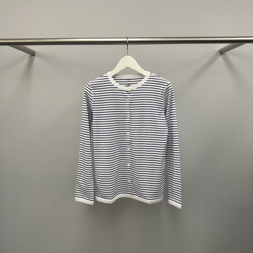 WATER/RIVER韓國東大門代購女士新品職業長袖T恤開衫條紋WATER/RIVER長袖T恤