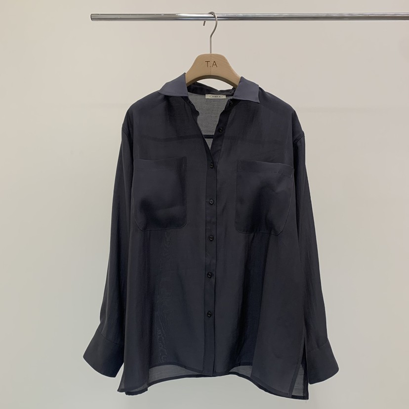 THE ABLE韓國直郵實拍女裝新款推薦時尚襯衫蕾絲衫口袋天絲THE ABLE/TA襯衫/蕾絲衫