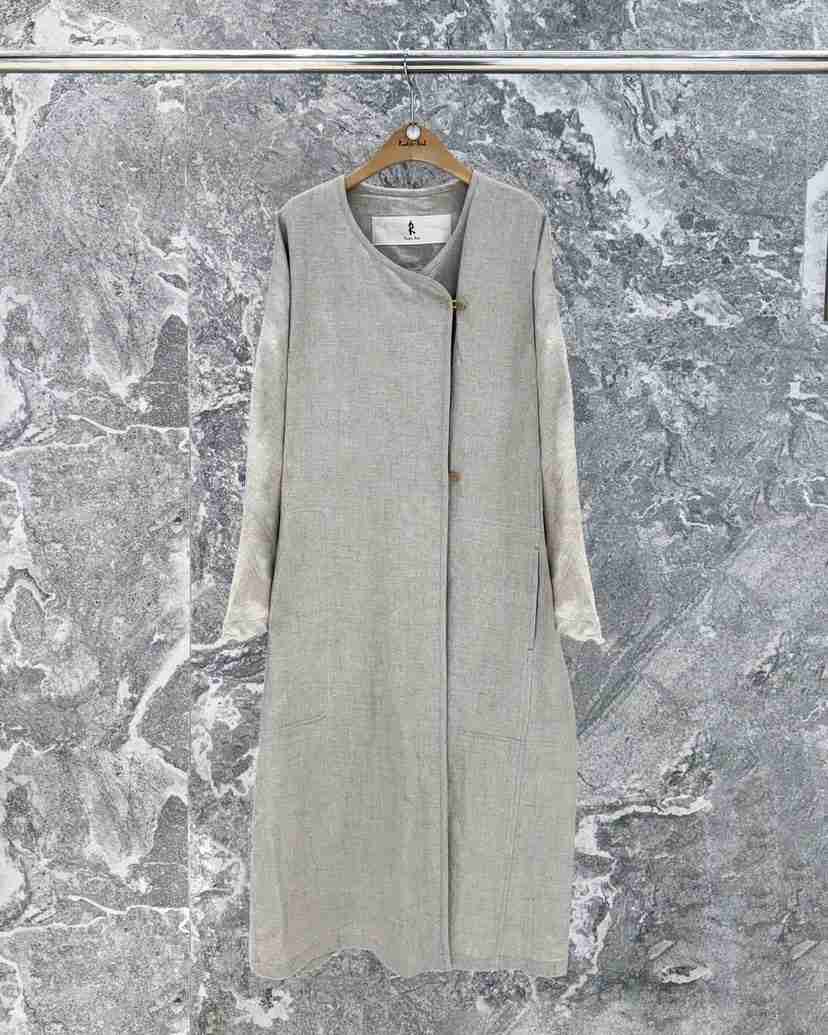 ROOKIE BUD韓國代購女士新款時尚推薦人氣中長款大衣亞麻ROOKIE BUD-L中長款大衣
