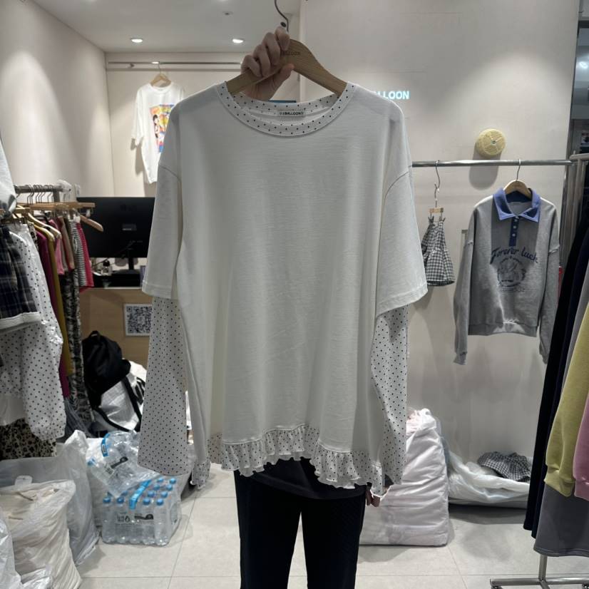 J.BALLOON東大門實拍女裝新款休閑人氣熱賣長袖T恤假兩件J.BALLOON長袖T恤