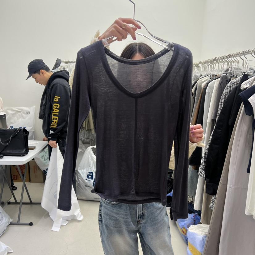 PADO東大門直郵女裝新款時尚26春夏推薦人氣長袖T恤透視圓領PADO長袖T恤