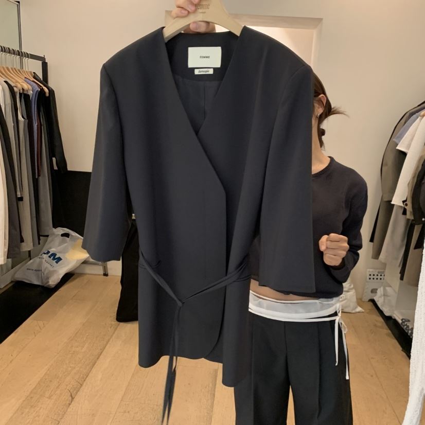 LA MAGIE FEMME東大門代購女士新款熱賣時尚夾克含腰帶Lamagie Femme夾克