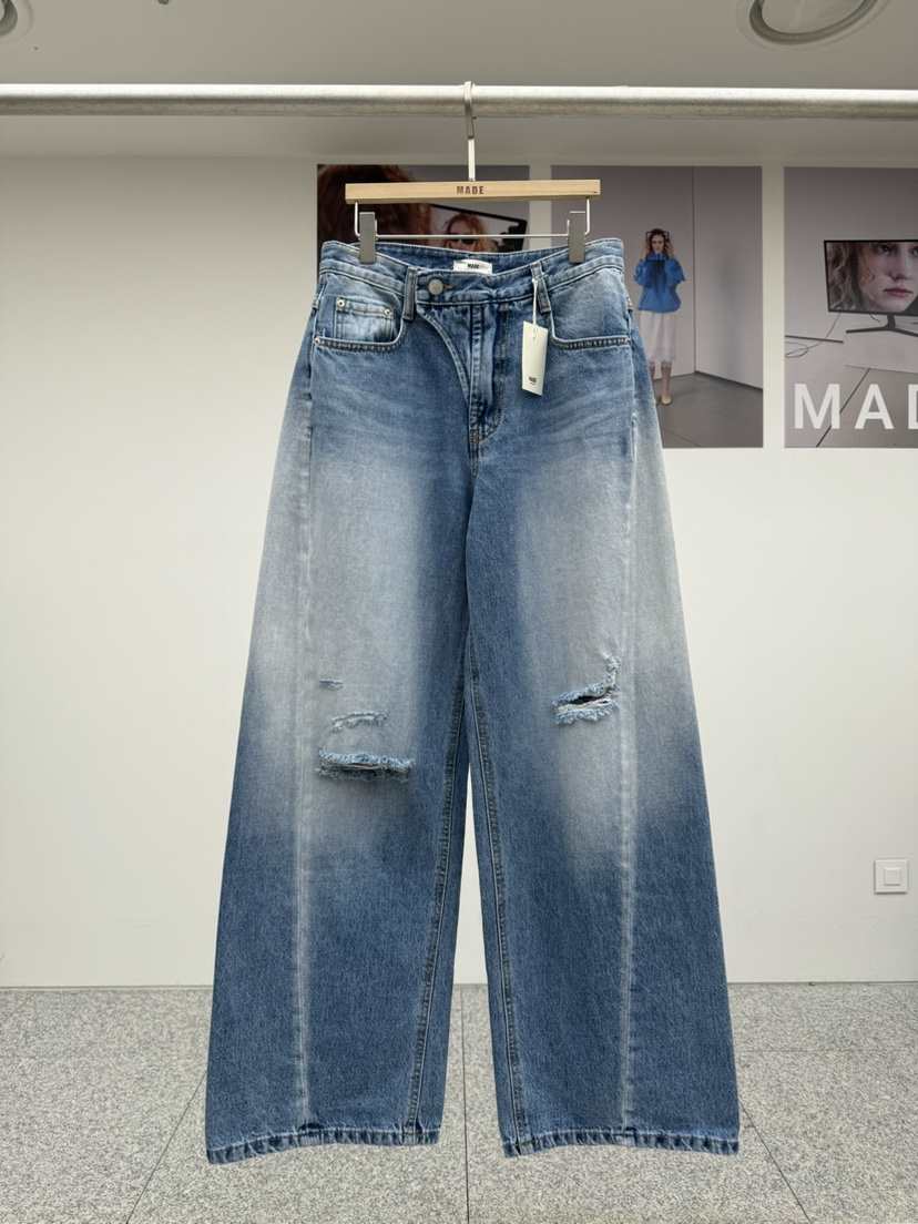 MADE-P東大門實拍女士新品真品職業時尚26春夏牛仔褲毛絨MADE-P牛仔褲