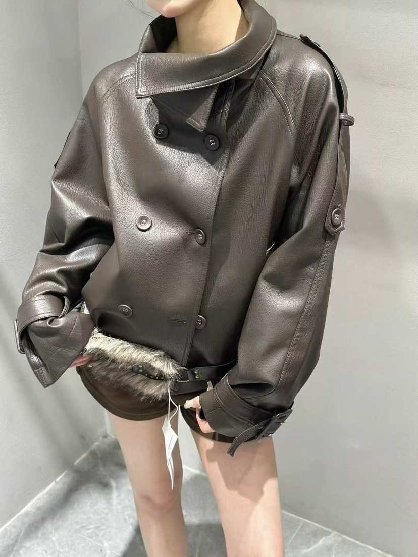 SYMBOL東大門代購女裝新品推薦26春夏休閑時尚職業皮衣皮革SYMBOL皮衣