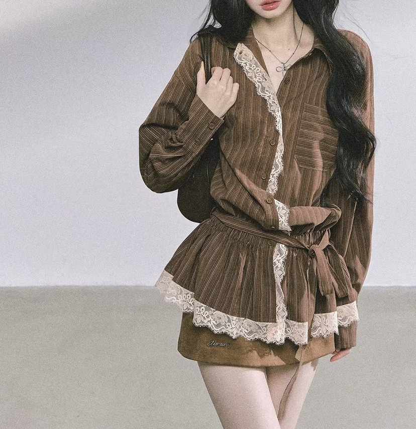 SYMBOL韓國直郵女士新品真品26春夏熱賣人氣休閑襯衫蕾絲衫SYMBOL襯衫/蕾絲衫