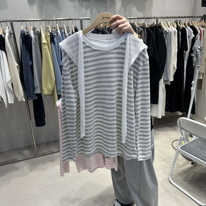 HOT PLACE/DREAM GIRIS/HOT ISSUE東大門代購女士新款職業長袖T恤單排扣披肩套裝HOT PLACE/DREAM GIRIS/HOT ISSUE長袖T恤