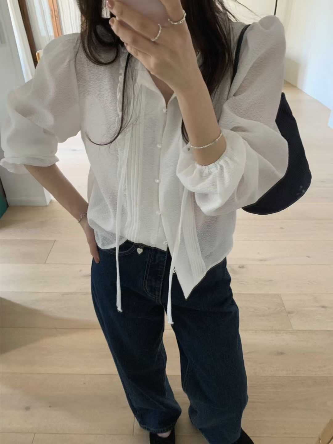 PYT-ot韓國代購女士新品時尚休閑26春夏熱賣推薦襯衫蕾絲衫pretty young thing襯衫/蕾絲衫