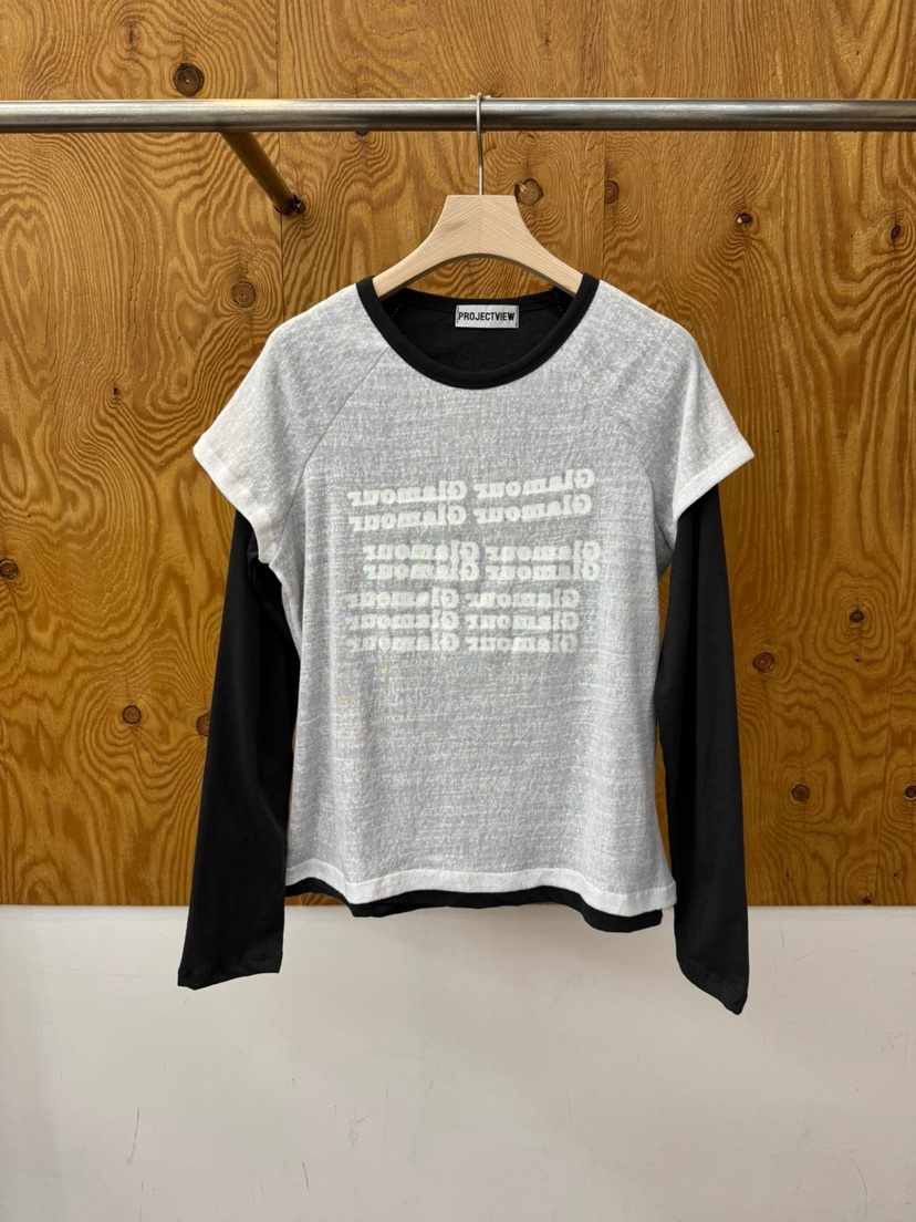 PROJECTVIEW韓國東大門代購女裝新品休閑熱賣長袖T恤假兩件PROJECTVIEW長袖T恤