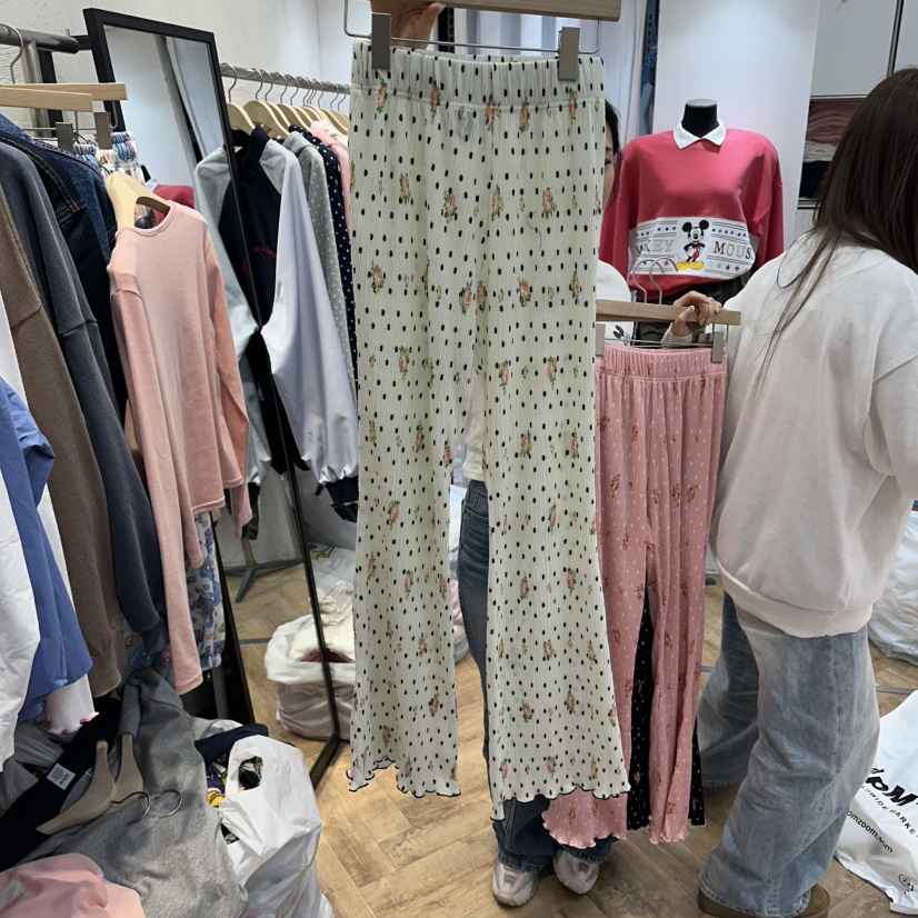 DE LINE韓國直郵實拍女裝新款人氣26春夏時尚休閑褲荷葉邊DE LINE休閑褲