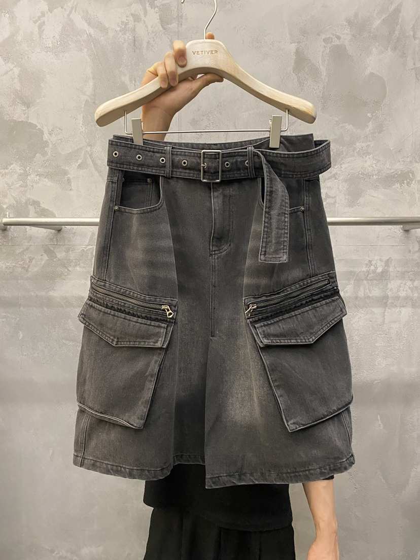 THE VETIVER-A韓國代購女裝新款職業半身裙中短裙含腰帶口袋VETIVER半身裙/中短裙