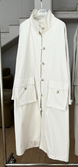 ZEROZERO韓國直郵女士新款26春夏職業休閑熱賣長款風衣高領ZEROZERO長款風衣