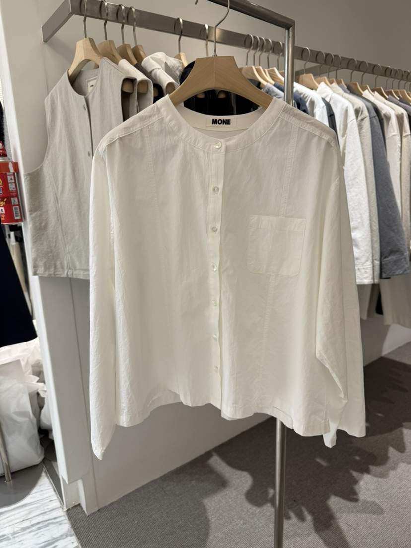 MONE-A韓國代購女裝新款職業推薦時尚熱賣襯衫蕾絲衫口袋MONE-A襯衫/蕾絲衫
