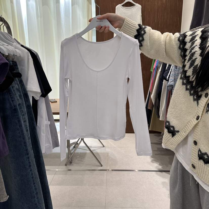 BUCKLE韓國東大門直郵女裝新品休閑時尚熱賣人氣長袖T恤雙面BUCKLE長袖T恤