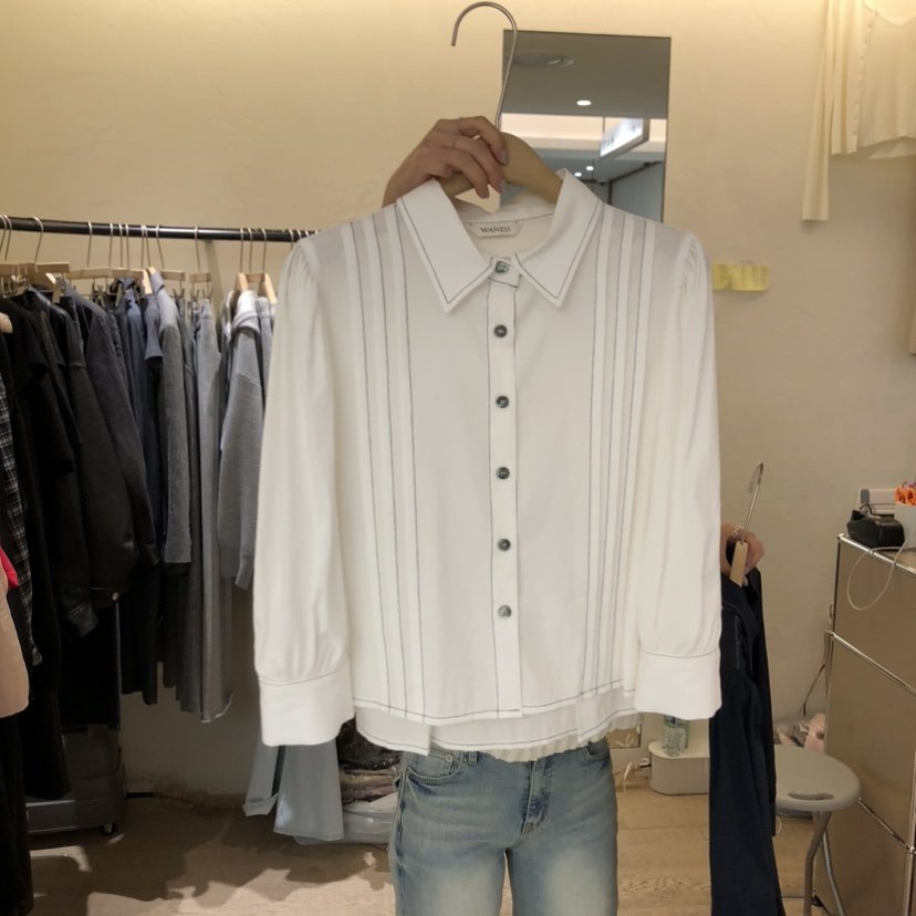 W AND J韓國直郵實拍女裝新款休閑26春夏職業襯衫蕾絲衫W AND J襯衫/蕾絲衫