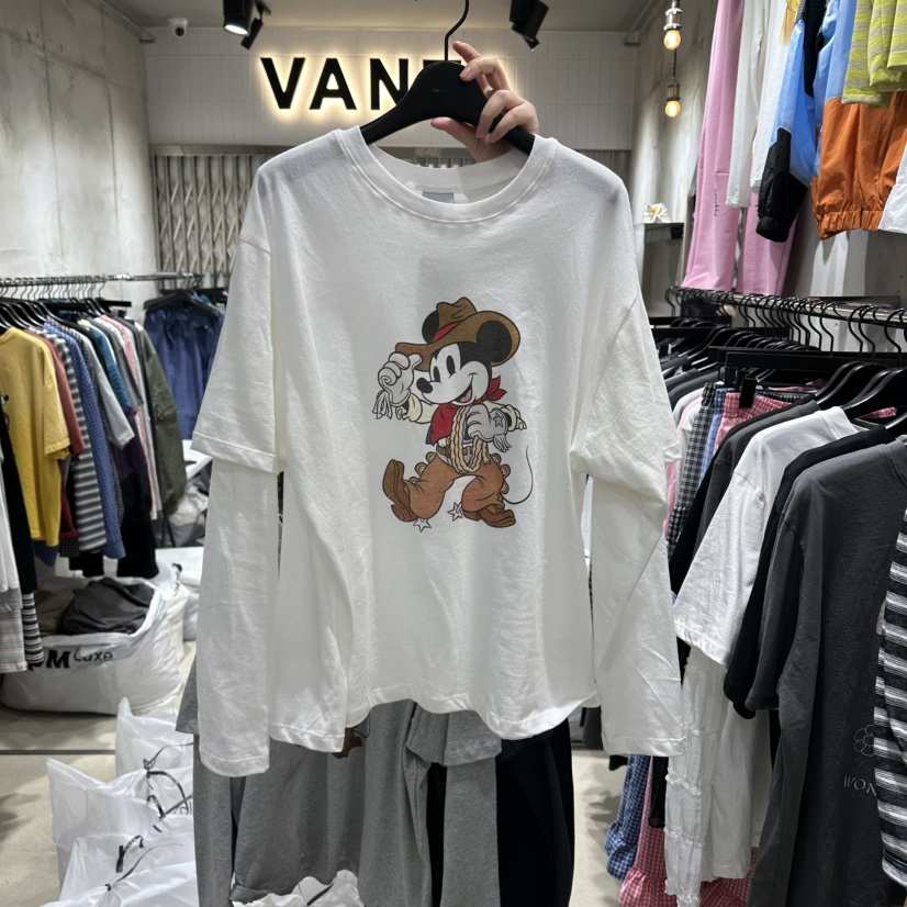 VANTA韓國直郵女裝新品26春夏職業時尚休閑長袖T恤假兩件VANTA長袖T恤