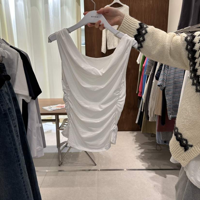 BUCKLE韓國直郵女裝新款26春夏推薦休閑時尚吊帶背心褶皺BUCKLE吊帶/背心