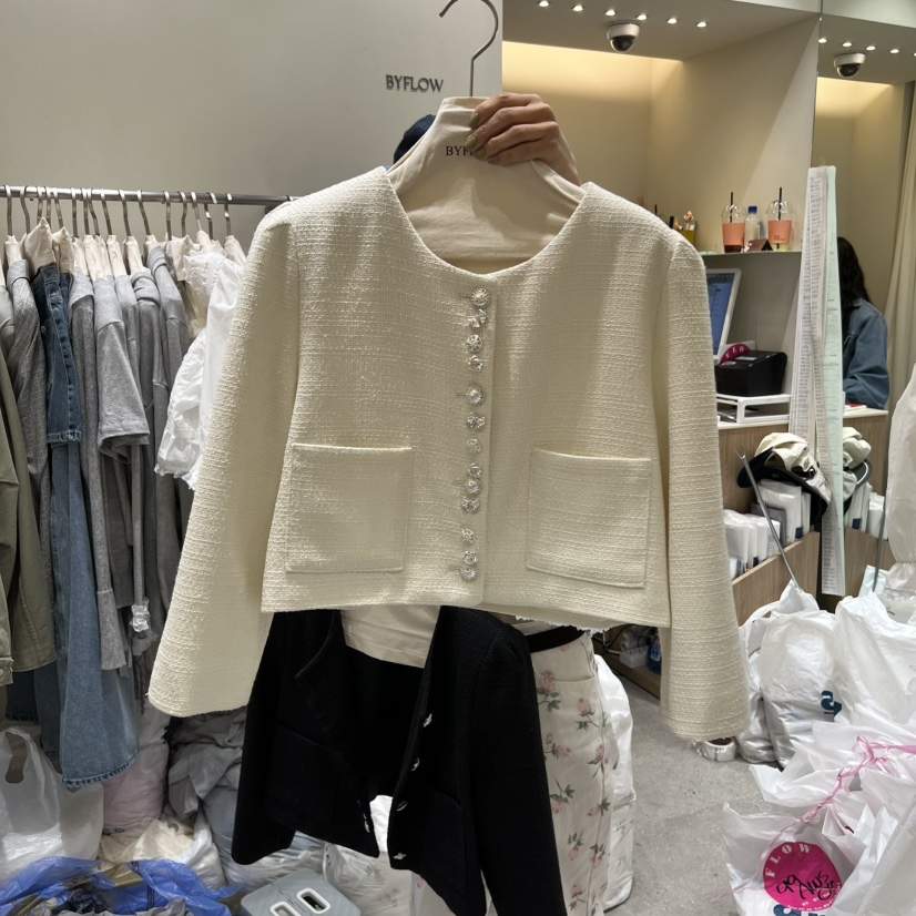 BY FLOW韓國直郵女裝新款熱賣職業時尚26春夏夾克花呢紐扣BY FLOW夾克