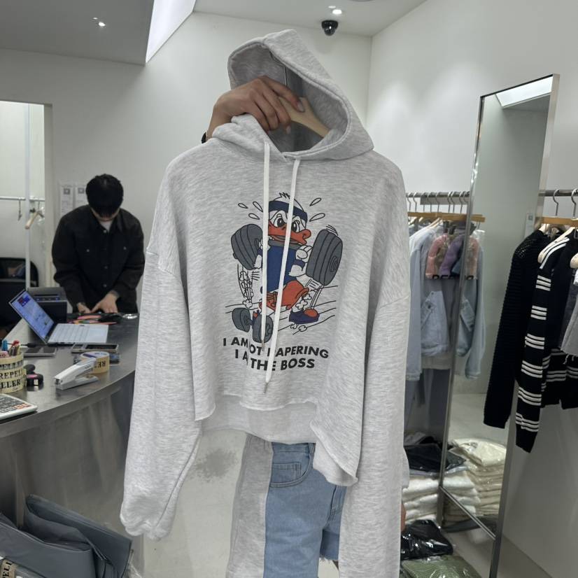 REPELLER韓國東大門直郵女士新品26春夏休閑衛衣連帽衫鴨REPELLER衛衣