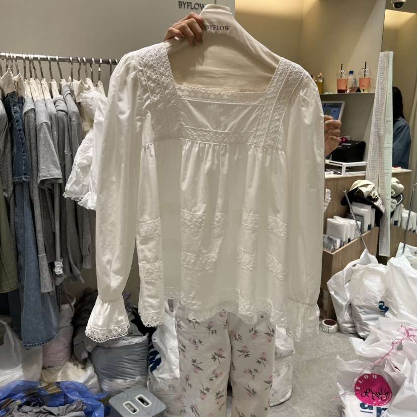 BY FLOW韓國直郵實拍女裝新款職業時尚26春夏襯衫蕾絲衫BY FLOW襯衫/蕾絲衫