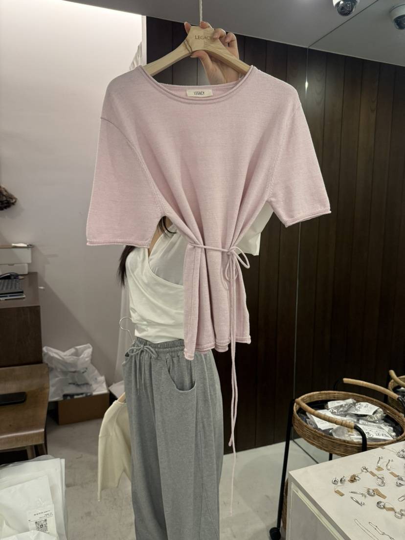 LEGACY韓國東大門直郵女裝新品職業人氣休閑T恤含腰繩系帶LEGACYT恤
